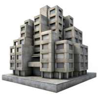 beautiful traditional Brutalism concrete residential complex, repetitive modular units, overcast sky, gritty texture, photorealistic render authentic png