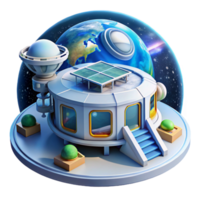 magnificent classic Space station, modular design, zero gravity, panoramic view of Earth, futuristic style high resolution png