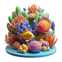 magnificent artistic A coral reef teeming with colorful fish, underwater scene, vibrant colors, realistic style, high quality png