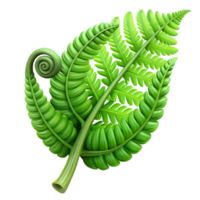stunning rustic A lush green fern frond unfurling, intricate details, botanical illustration style, soft lighting authentic png
