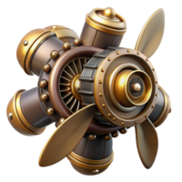 vibrant abstract A powerful steampunk airship propeller, massive brass blades, intricate gears and mechanisms, dynamic, high-contrast lighting original png
