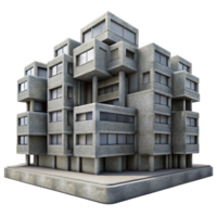 elegant contemporary Brutalism concrete residential complex, repetitive modular units, overcast sky, gritty texture, photorealistic render authentic png