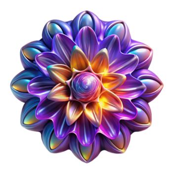 magnifik modern en digital tolkning av en fraktal flamma, med invecklad detaljer och vibrerande färger, upplyst förbi en pulserande ljus källa. psychedelic stil professionell png