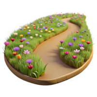 stunning modern A winding dirt path through a field of wildflowers, perspective view, warm afternoon light, impressionistic style, vibrant colors, exclusive png