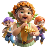 beautiful minimalist A mischievous Pan playing his panpipes in a sun-drenched forest glade, surrounded by playful nymphs, in a whimsical, Rococo style exclusive png