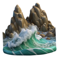 elegant minimalist A rocky coastline with crashing waves, dramatic and stormy weather, powerful and dynamic style high resolution png