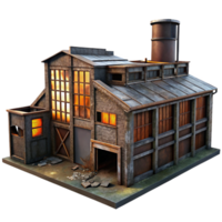 elegant minimalist An abandoned industrial complex, rusted metal, broken windows, eerie lighting 4K png