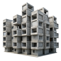 impressive abstract Brutalism style concrete apartment complex, repetitive modular units, overcast sky, gritty realism, high contrast, genuine png