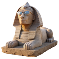 beautiful artistic A stoic sphinx with weathered stone features, gazing enigmatically into the desert sands, lit by the harsh midday sun, in a surrealist style original png