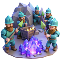impressive vintage A group of dwarves mining for gems in a deep, cavernous mine, illuminated by glowing crystals. Cool, crystalline lighting. Realism style genuine png