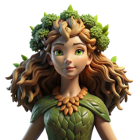 wonderful modern An elegant dryad, her skin made of bark and moss, emerging from a giant oak tree, sunlight dappling through the leaves. Soft, naturalistic lighting. Pre-Raphaelite style 4K png