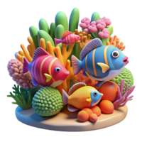 serene minimalist A coral reef teeming with colorful fish, underwater scene, vibrant colors, realistic style, authentic png