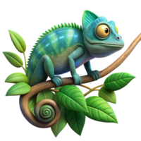 wonderful rustic A chameleon camouflaged against a leafy branch, depicted in a detailed, realistic style with subtle color variations and soft, natural lighting professional png