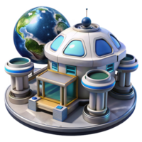 elegant creative Sci-fi space station, modular design, docking bays, earth in the background remove background, futuristic architecture, 8k, detailed png