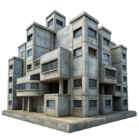 impressive artistic Brutalism concrete residential complex, repetitive modular units, overcast sky, gritty texture, photorealistic render 4K png