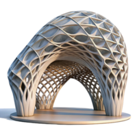 wonderful minimalist Parametric pavilion, flowing curves, intricate lattice structure, soft diffused lighting, modern design original png