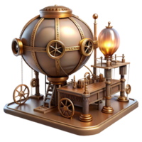 magnificent creative Steampunk airship dock, intricate gears and pipes, warm industrial lighting, retro-futuristic style high resolution png