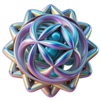 dramatic artistic A complex, three-dimensional fractal structure, rotating and evolving in space, in a psychedelic, geometric style original png