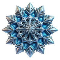 serene rustic A complex, fractal pattern resembling a frozen snowflake, in shades of ice blue and silver, illuminated by a cold, crisp light. Style Art Deco original png