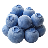 impressive creative A cluster of ripe blueberries covered in frost, close-up, hyperrealistic, morning light exclusive png