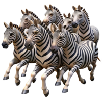 vibrant artistic A herd of zebras galloping across the African savanna, their stripes creating a mesmerizing pattern, in a dynamic, powerful style detailed png