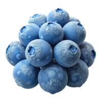 elegant rustic A cluster of ripe blueberries covered in frost, close-up, with cool, diffused lighting high quality png
