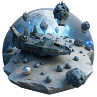 dramatic artistic A spaceship graveyard, derelict ships floating in space, eerie and atmospheric, dark science fiction style 4K png