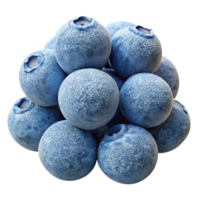 impressive contemporary A cluster of ripe blueberries covered in frost, close-up, hyperrealistic, morning light exclusive png