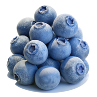 dramatic rustic A cluster of ripe blueberries covered in frost, close-up, hyperrealistic, morning light detailed png