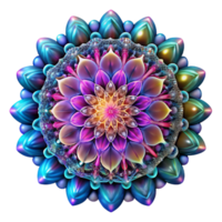 stunning rustic An intricate, mandala-like pattern formed by glowing, multicolored particles, rotating slowly in a dark, cosmic void. Psychedelic art style high quality png