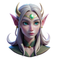 magnificent contemporary Portrait of a regal elf with pointed ears and ethereal beauty, lit by the soft glow of the moon, in a fantasy art style professional png