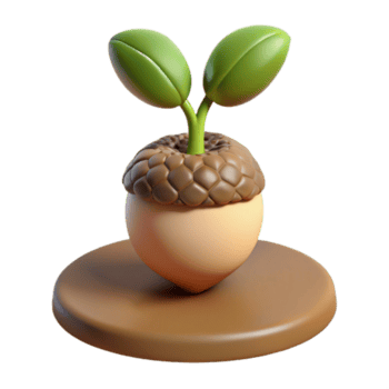 straordinario rustico un' germinazione ghianda con un' minuscolo quercia albero emergenti, morbido terra toni, dolce illuminazione, pieno di speranza e simbolico stile 4k png