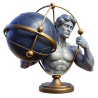dramatic creative A stoic Atlas bearing the weight of the celestial sphere, muscles straining, lit by the constellations, in a powerful, neoclassical style high resolution png