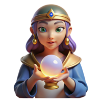 extraordinary artistic A wise oracle gazing into a crystal ball, her eyes glowing with otherworldly knowledge, lit by candlelight, in a mystical, Art Nouveau style original png