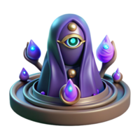 beautiful modern A mysterious oracle with glowing eyes, surrounded by swirling runes, in a dimly lit cave. Surreal style authentic png