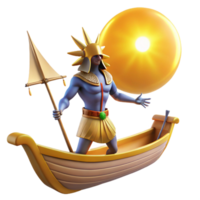 beautiful rustic serene rustic The Egyptian god Ra, sailing across the sky in his solar barque, ancient Egyptian art style, vibrant sunlight authentic high quality png
