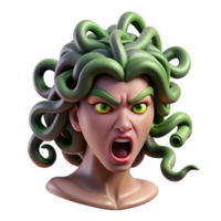 extraordinary rustic serene rustic A fierce gorgon, with snakes for hair and a petrifying gaze, Greek mythology style, dramatic lighting original professional png