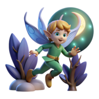 beautiful artistic elegant rustic A mischievous pixie flitting through a moonlit forest, whimsical illustration style, soft blue light professional detailed png