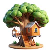 vibrant minimalist vibrant rustic A treehouse built into a giant sequoia, dappled sunlight, whimsical and fantastical, illustrated style original 4K png
