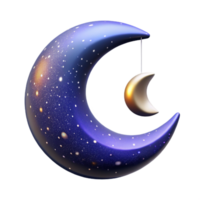 impressive vintage wonderful artistic A Crescent Moon Hanging in a Starry Night detailed premium png
