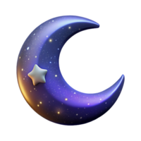 elegant creative vibrant classic A Crescent Moon Hanging in a Starry Night premium exclusive png