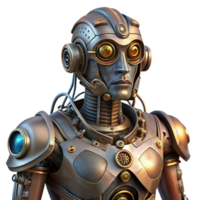 vibrante clássico Maravilhoso vintage uma steampunk robô com uma humano gostar face Alto qualidade autêntico png