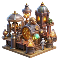 magnificent abstract wonderful rustic A Bustling Steampunk Marketplace Filled detailed high resolution png
