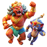 stunning contemporary elegant artistic A Fierce Rakshasa Battling a Hero Hindu high quality professional png