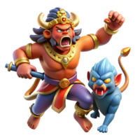 magnificent modern dramatic minimalist A Fierce Rakshasa Battling a Hero Hindu 4K premium png
