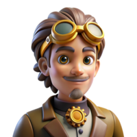 magnificent classic vibrant artistic Portrait of a Steampunk Inventor with Gogg professional premium png