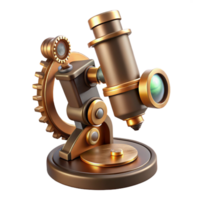 elegant artistic magnificent vintage A Steampunk Microscope with Brass and Copp premium authentic png