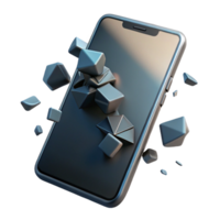 elegant classic serene minimalist A Shattered Smartphone Screen with Data F genuine authentic png