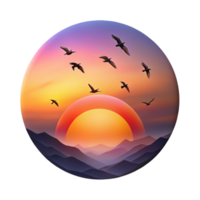 dramatic abstract dramatic artistic A Flock of Birds Silhouetted Against a C high quality authentic png