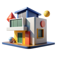 stunning creative impressive classic A Bauhaus Inspired House Primary Colors high resolution 4K png